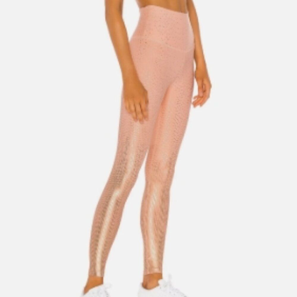 Beyond Yoga Drip Dot High Waisted Midi Legging Coral Rose Gold in Size S